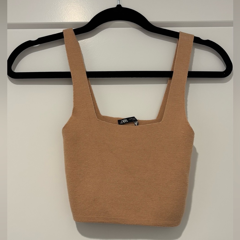 Zara Tan Knit Crop Top